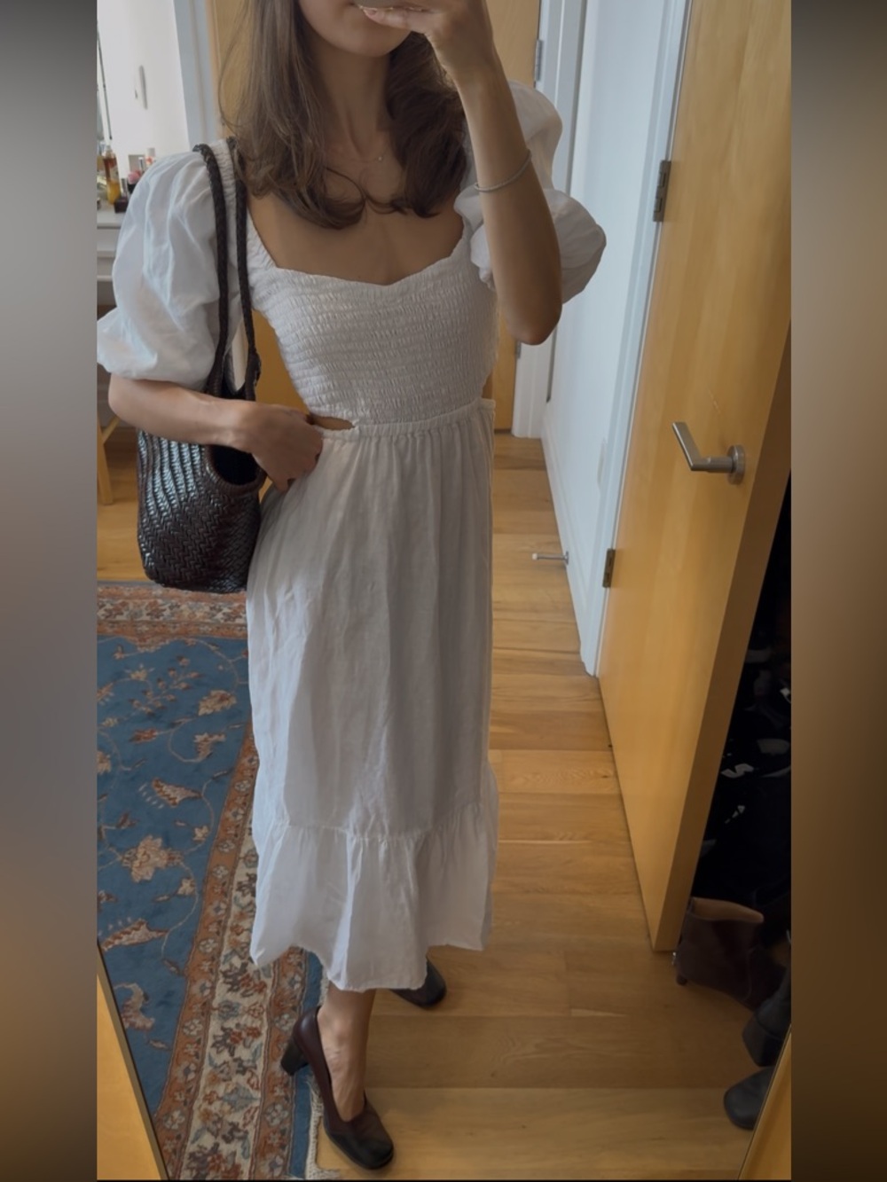 Faithfull the brand White Puff Sleeve Linen Dress